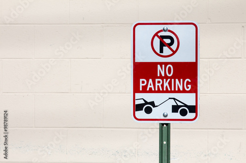 No parking sign, tow away zone