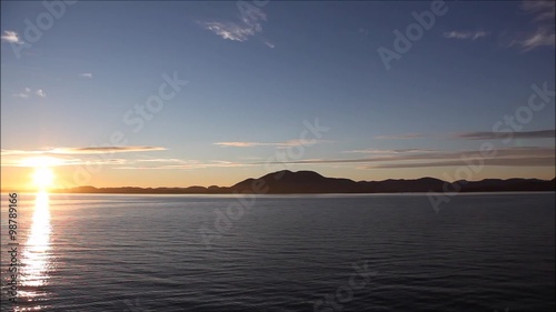 Sunset over the ocean in Alaska