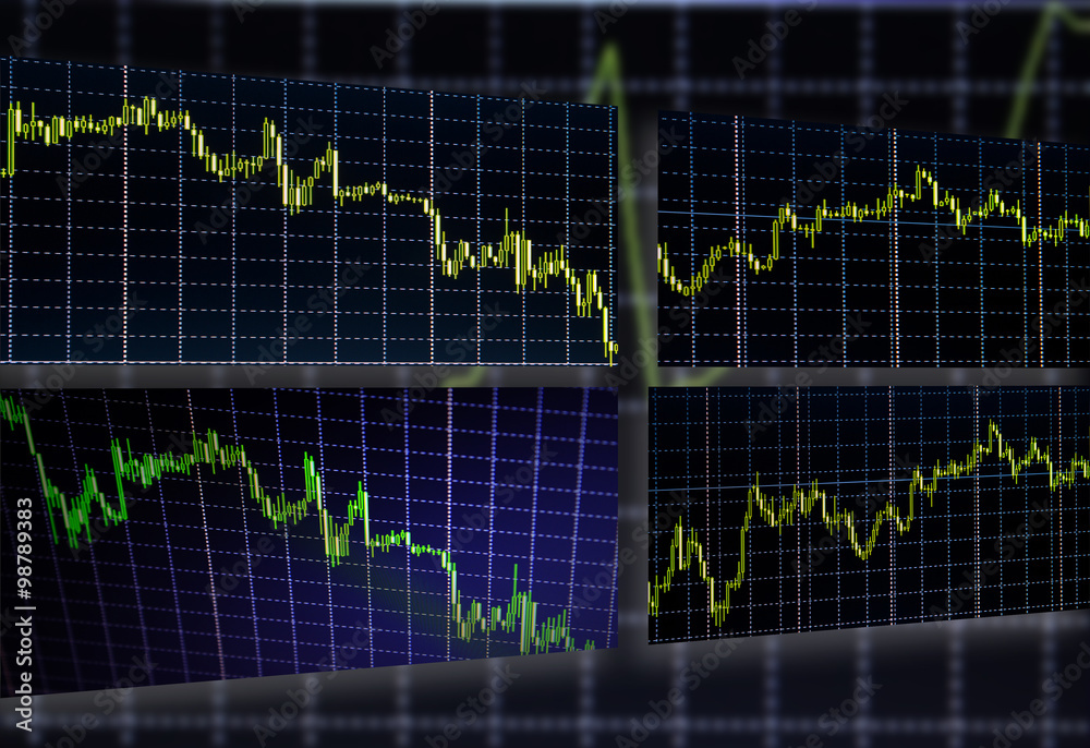 Stock exchange chart graph. Finance business background. Abstract stock market diagram candle bars trade.