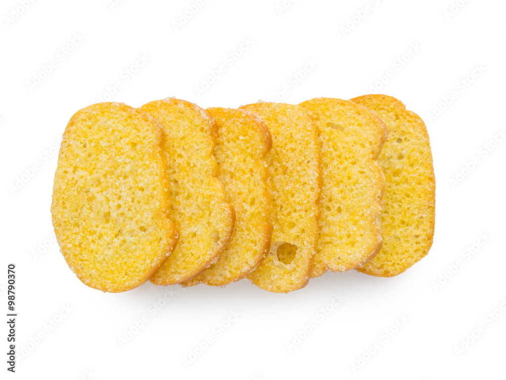 baked sugar bread on white background