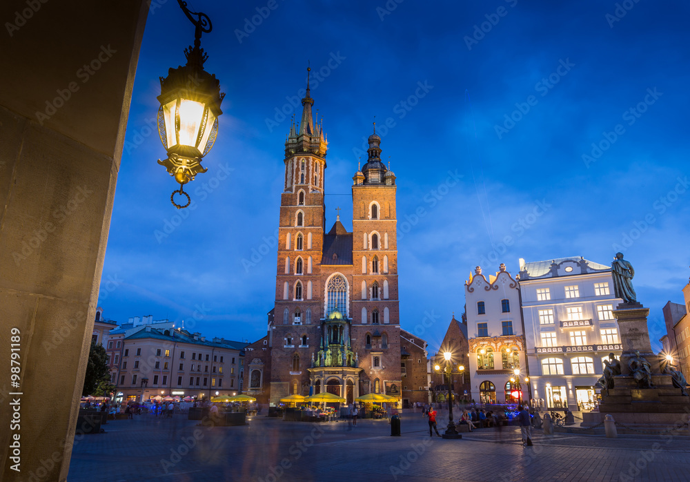 7 AUG 2014 Krakow ,old town of Krakow in Poland  at night  7Aug