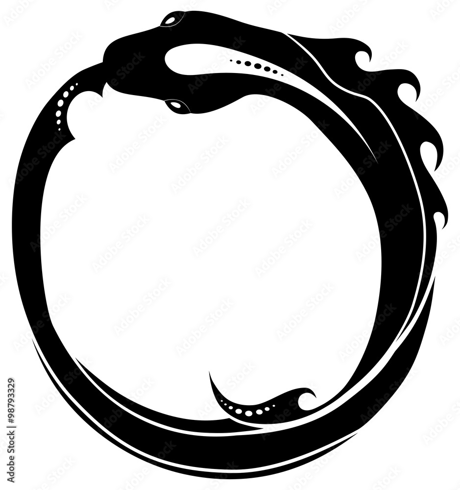 Obraz premium Ouroboros (snake eating its own tail) tattoo isolated