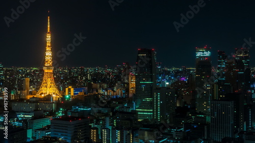 Timelapse video showing the transition from night to day in Tokyo (Japan), featuring the Tokyo Tower and Mt. Fuji