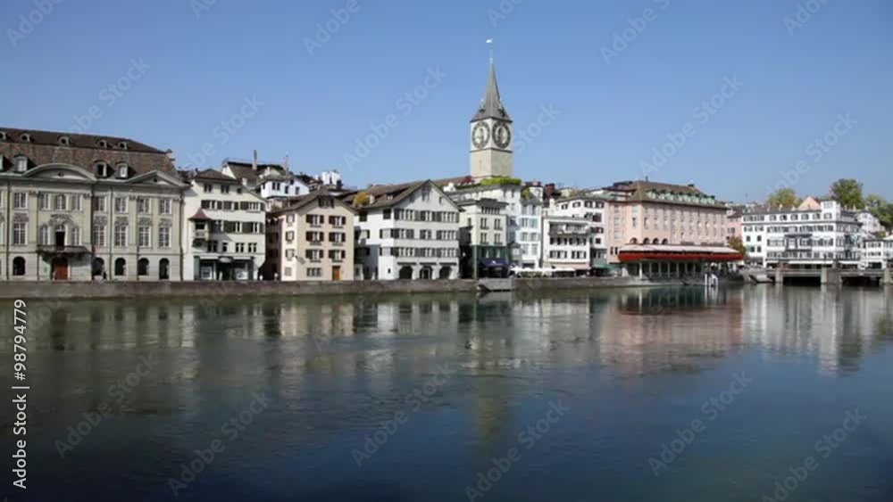 Zurich Cityscape with the River Limmat on a Sunny Day (Switzerland) Zurich Cityscape with the River Limmat on a Sunny Day (Switzerland)