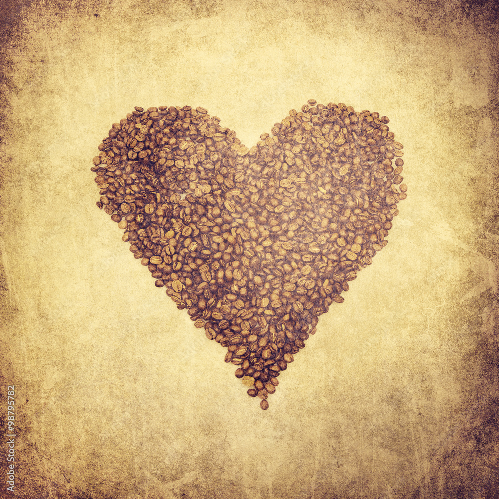 Coffee heart on retro background Coffee heart on retro background