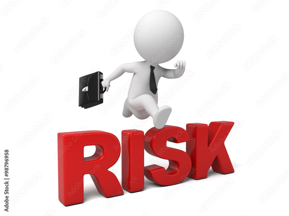 3d people jumping over word risk. 3d image. Isolated white background. 3d people jumping over word risk. 3d image. Isolated white background.