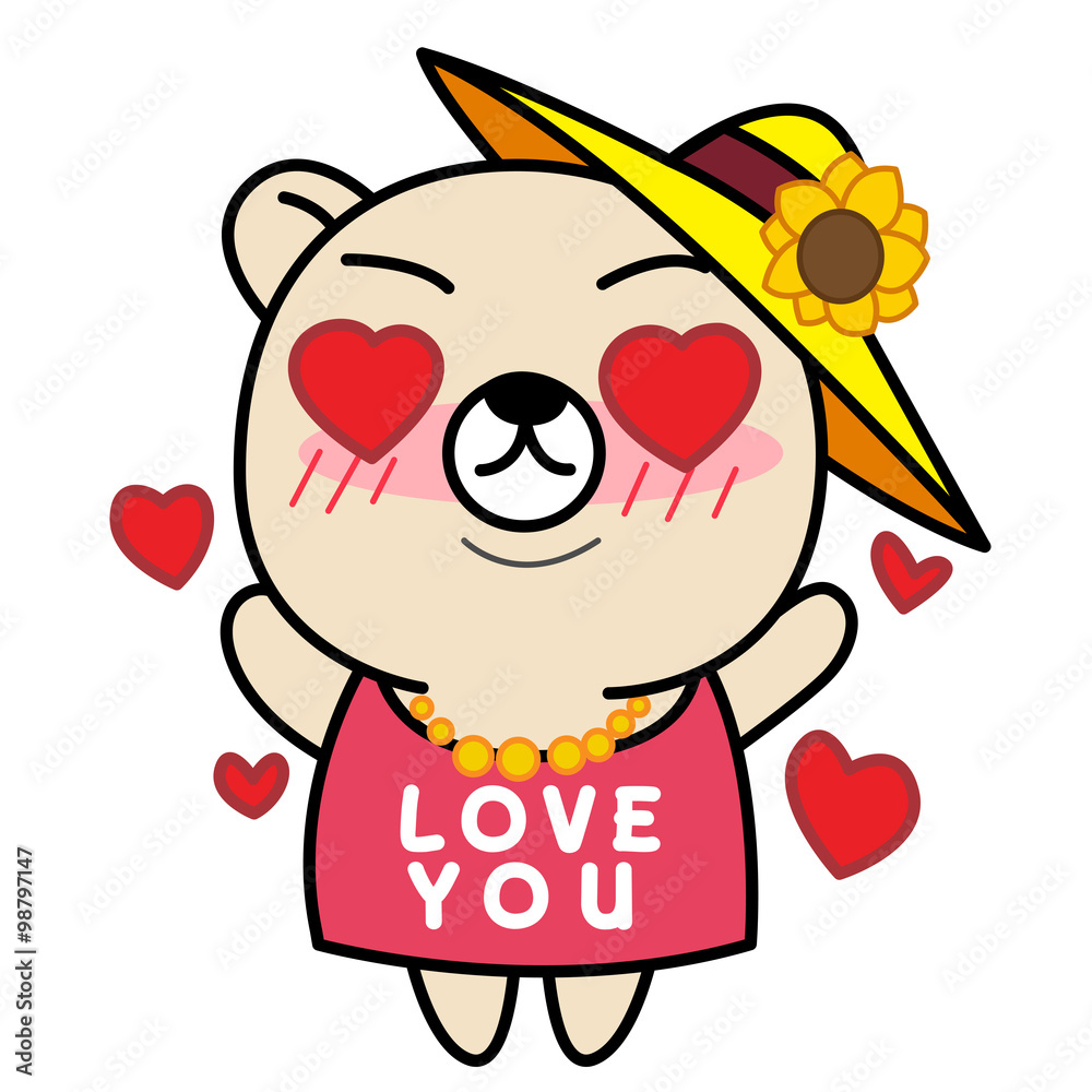 Cartoon Cute Bear in love illustration Stock Vector | Adobe Stock