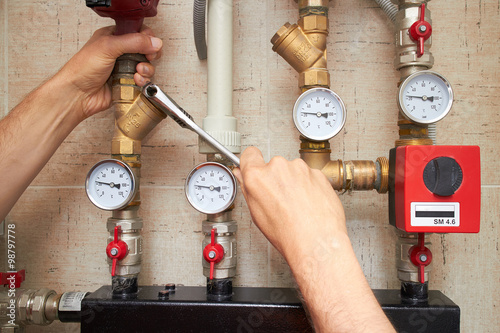 pipes with heat and pressure sensors, repair of water supply sys