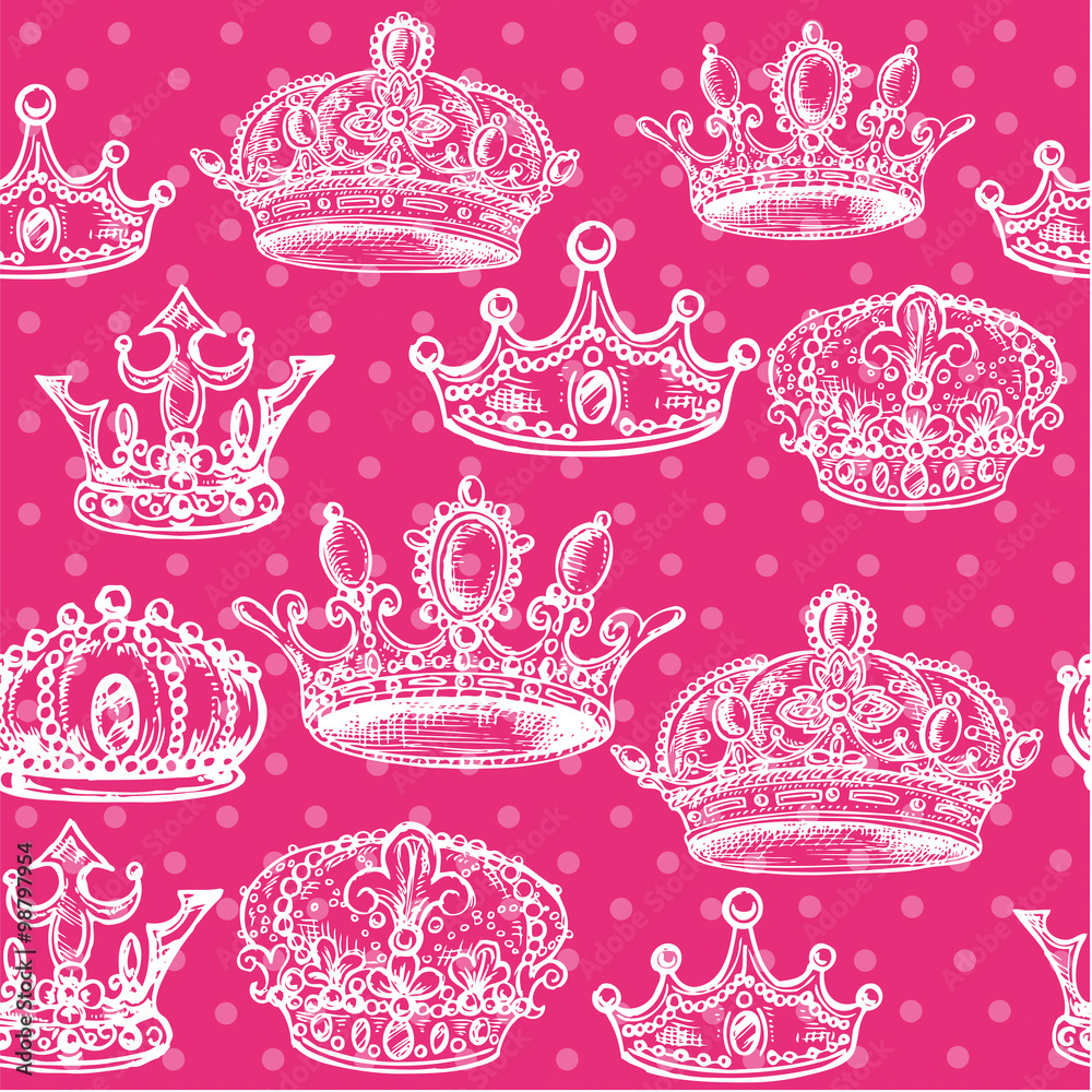seamless pattern crown on a pink background seamless pattern crown on a pink background