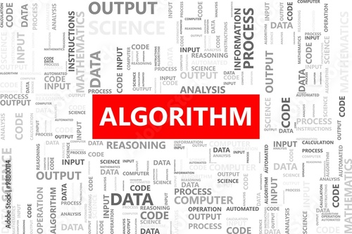 Algorithm word in tag cloud, Programming concept, Vector graphic