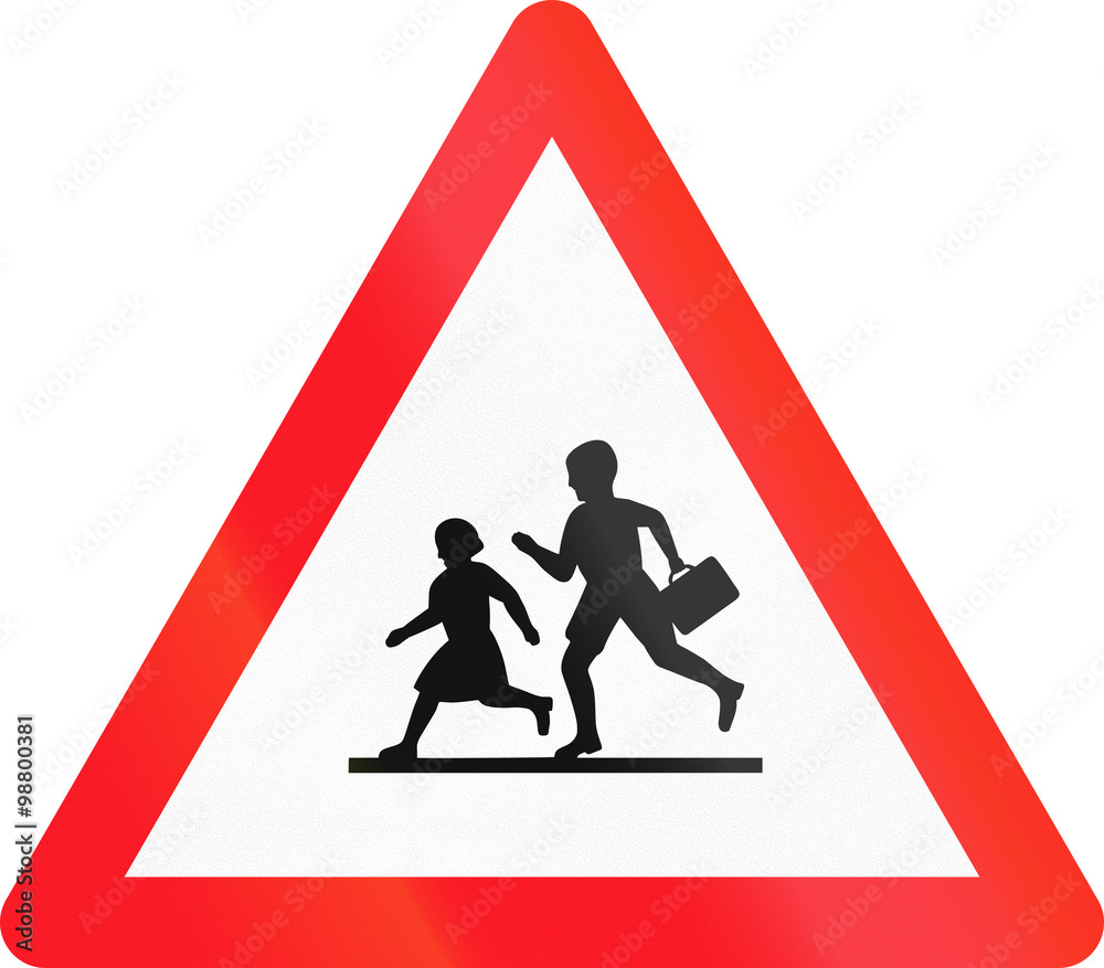 Warning sign used in Switzerland - children Warning sign used in Switzerland - children