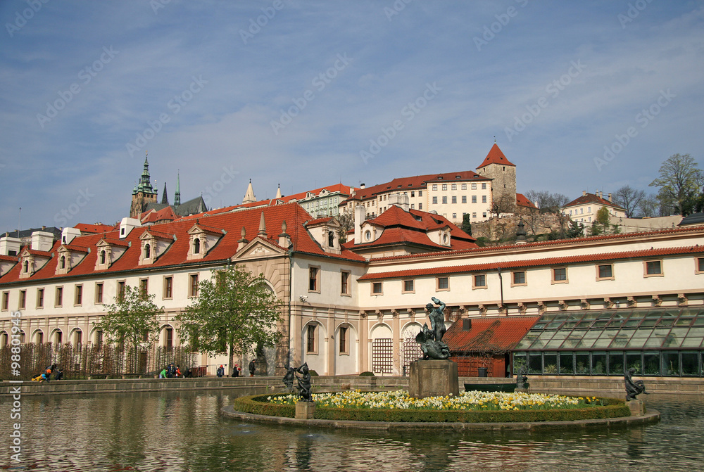 PRAGUE, CZECH REPUBLIC - APRIL 16, 2010: Wallenstein Palace and Wallenstein Garden in Prague, Czech republic