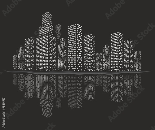Night city landscape.
