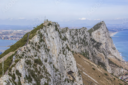 natural landscape view of the Rock of Gibraltar and the Atlantic Ocean
