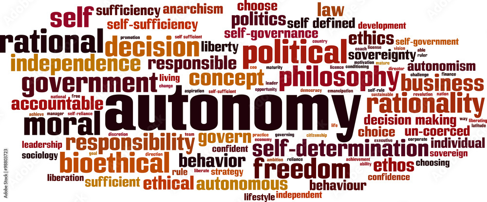 Autonomy word cloud concept. Vector illustration