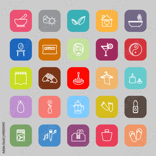Massage line flat icons