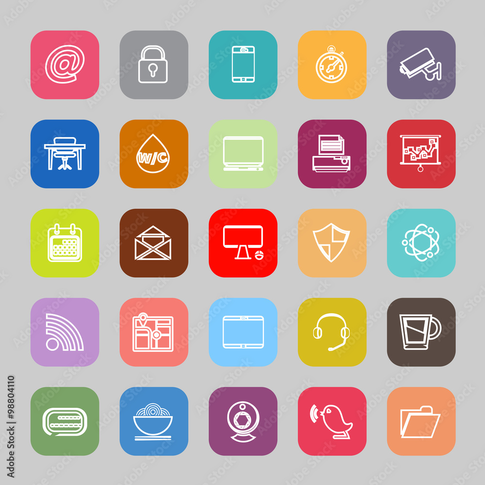 Internet cafe line flat icons Internet cafe line flat icons