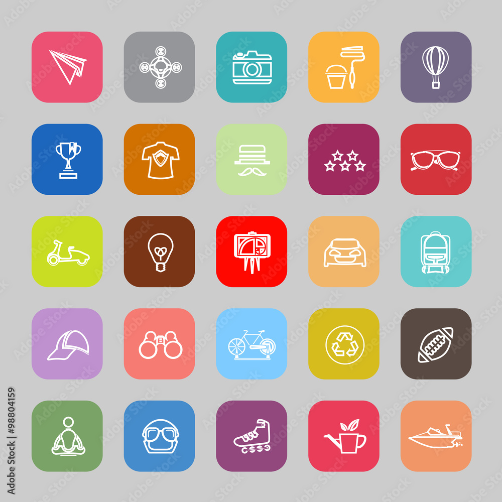 Hipster line flat icons Hipster line flat icons