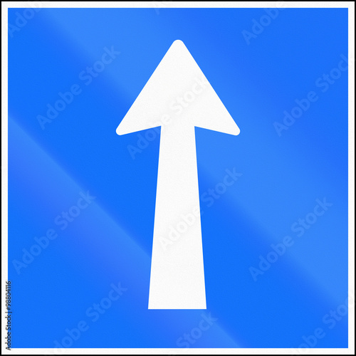 Road sign used in Switzerland - One-way street ahead