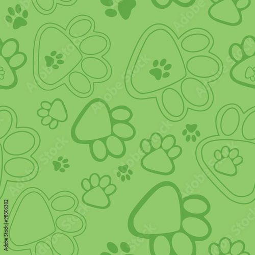 Paw Prints Background Green