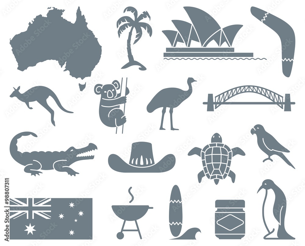 Australian icons Stock Vector | Adobe Stock