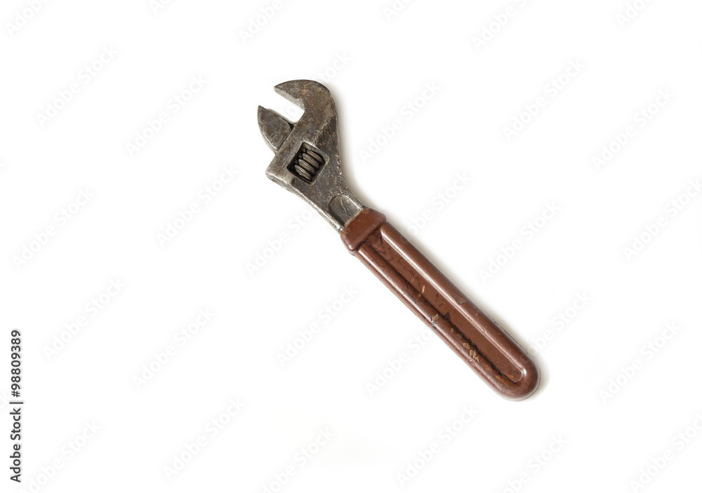 Old rusty wrench, isolated on white background. Old rusty wrench, isolated on white background.