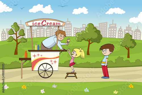 Little girl is looking forward to an ice cream