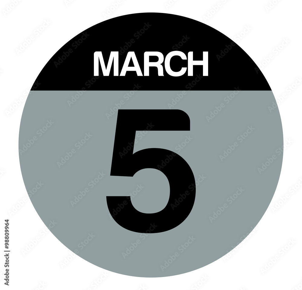 5 march calendar circle Stock Vector | Adobe Stock