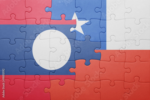 puzzle with the national flag of chile and laos