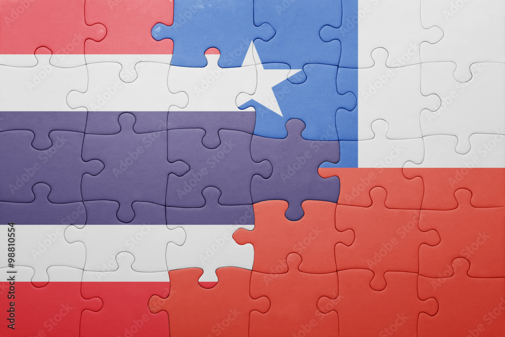 puzzle with the national flag of chile and thailand