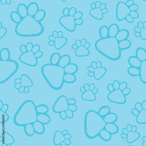 Paw Prints Background Blue