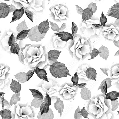 Beautiful hand-drawn flowers. Floral seamless pattern 34 © Gribanessa