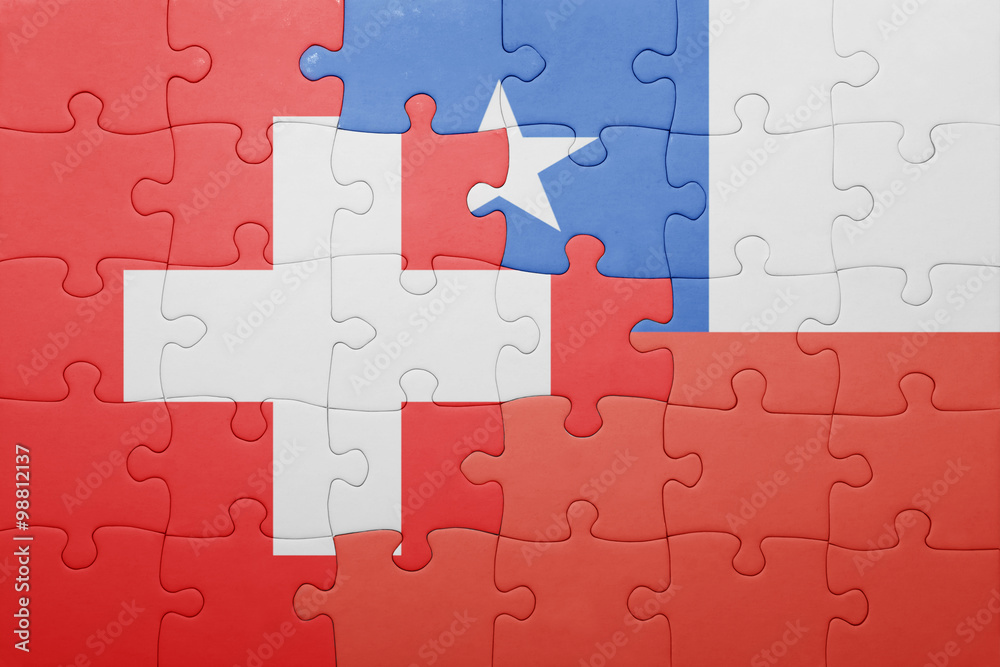 puzzle with the national flag of chile and switzerland puzzle with the national flag of chile and switzerland