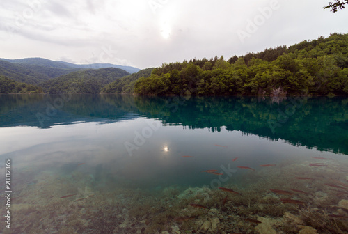 Clear clean turquoise lake ...