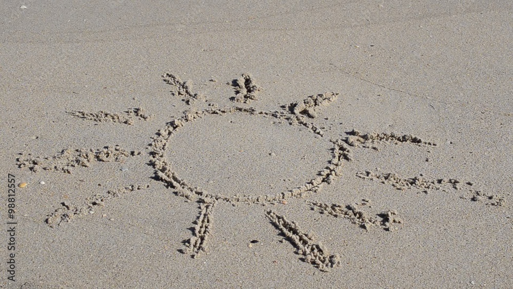 The sun on the sand washed off wave The sun on the sand washed off wave