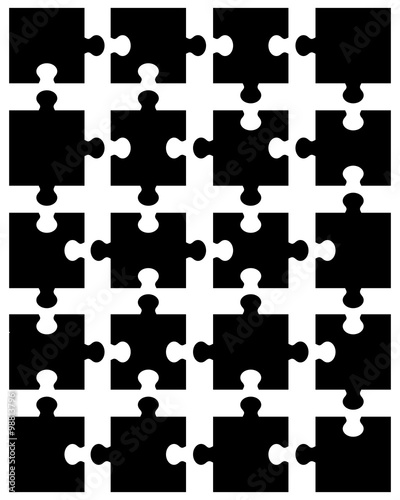 Separate pieces of black puzzle, vector illustration