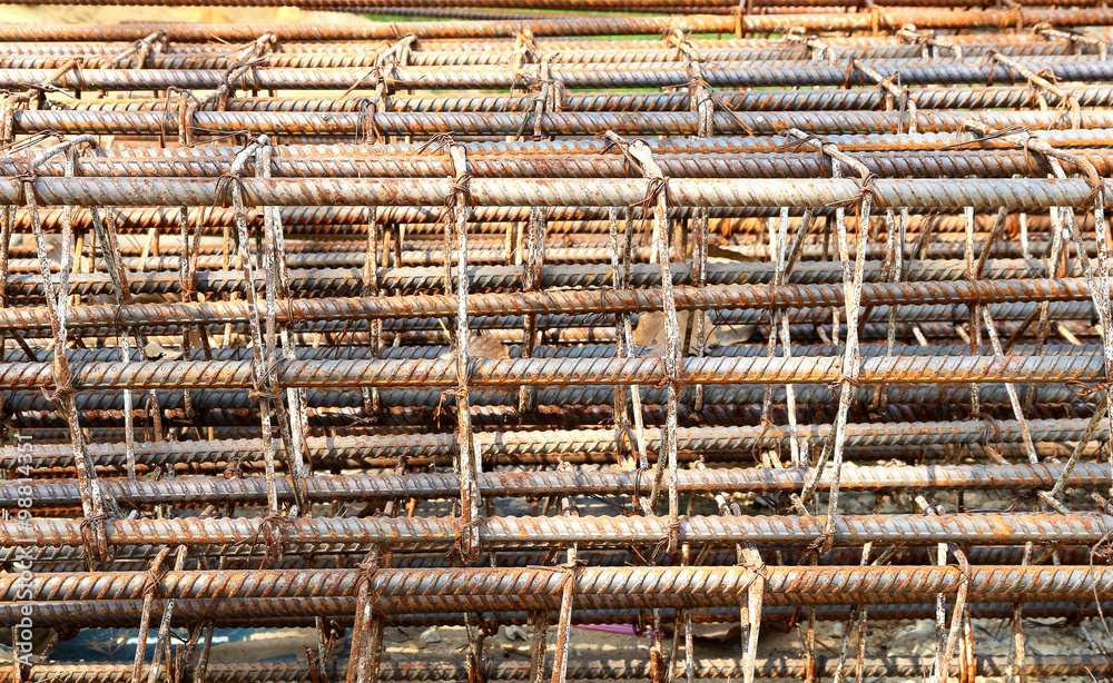 Iron rod armature,for construction work used as background