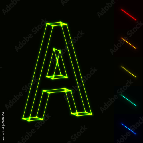 EPS10 vector glowing wireframe letter A - easy to change color