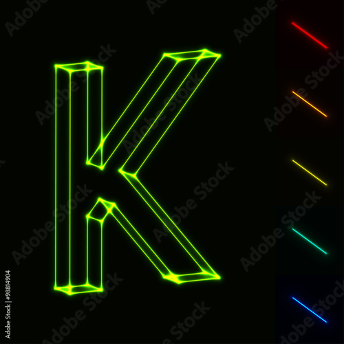 EPS10 vector glowing wireframe letter K - easy to change color