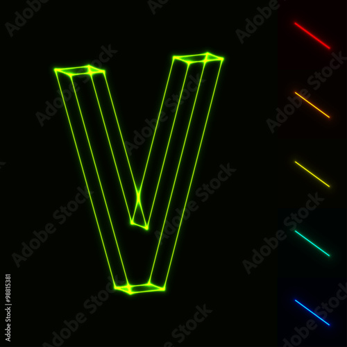 EPS10 vector glowing wireframe letter V - easy to change color