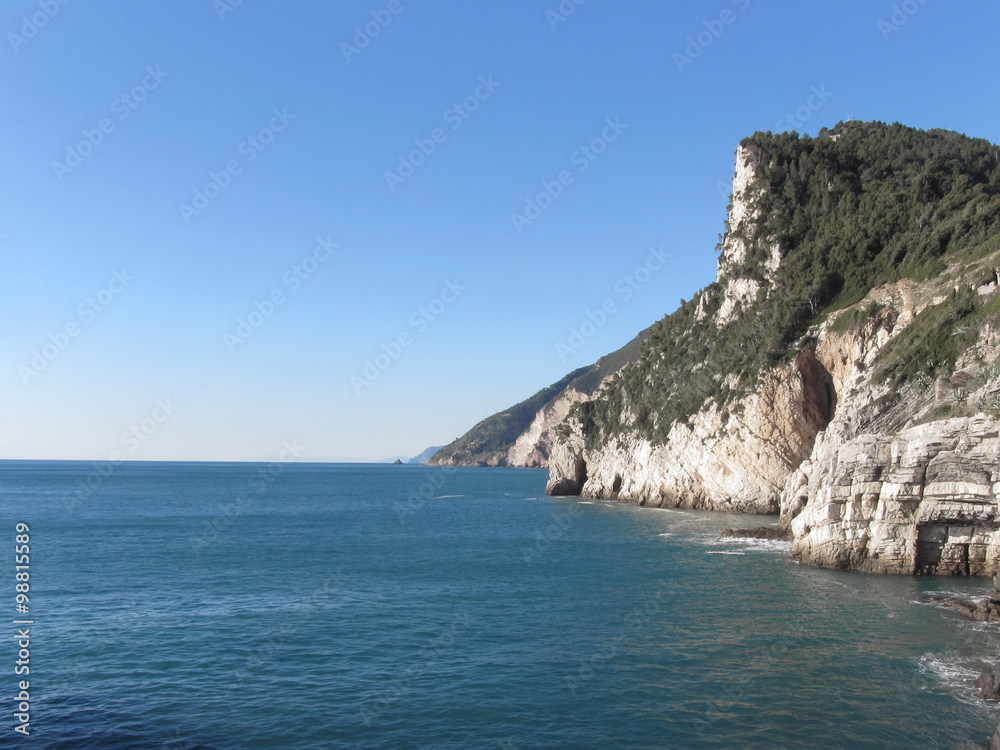Panoramic view from Portovenere, Province of La Spezia, Italy