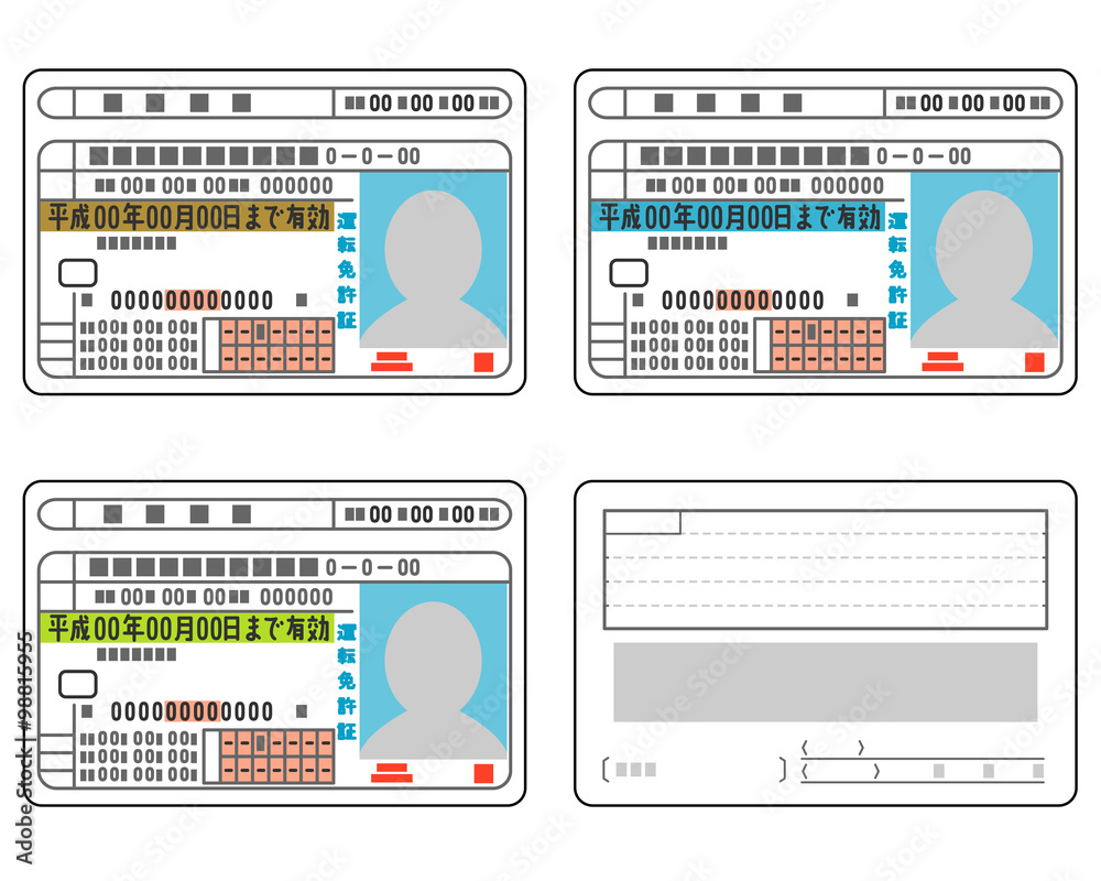 運転免許証 ゴールド ブルー グリーン 裏面 平成 Stock ベクター Adobe Stock