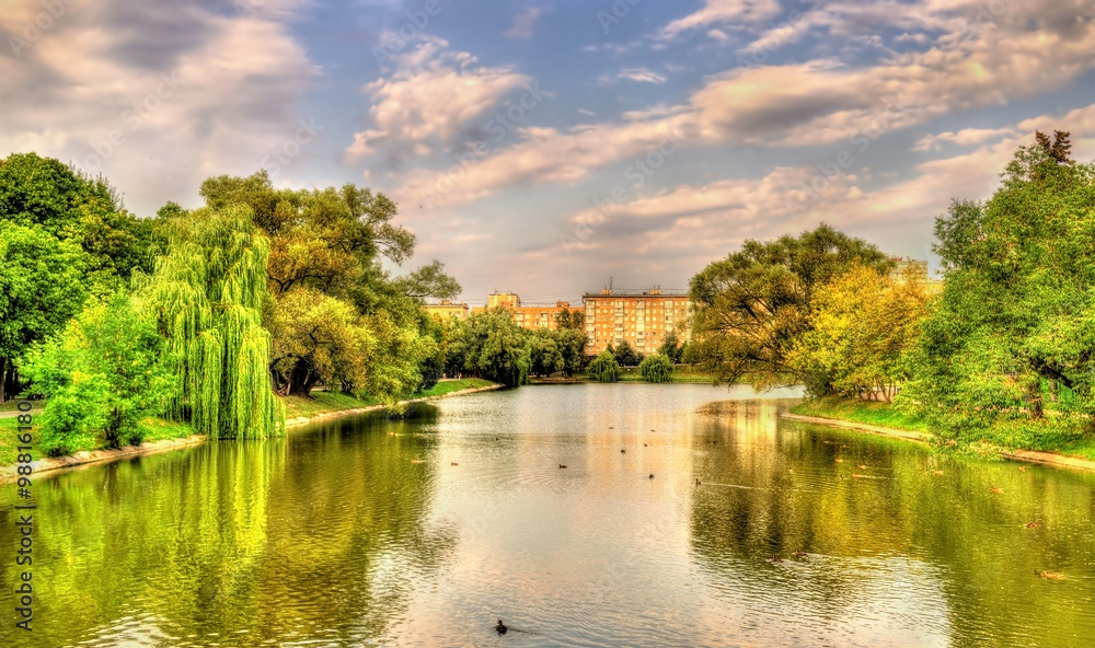 View of Novodevichy Pond in Moscow - Russia