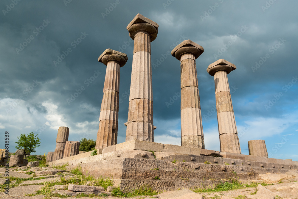 The Temple of Athena in the archaeological site of ancient Assos in Behramkale, Turkey