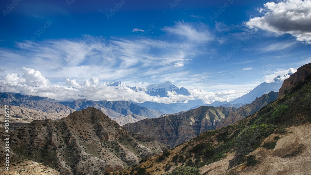 Panorama of the mountains with Annapurna Panorama of the mountains with Annapurna
