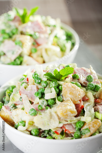 Potato salad with peas