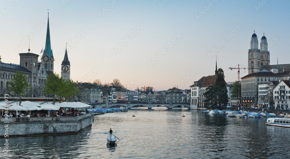 Beautiful view of the river and the house  Switzerland