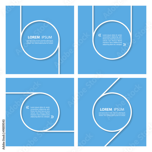 Set of quote text bubbles on blue background. Vector illustration.