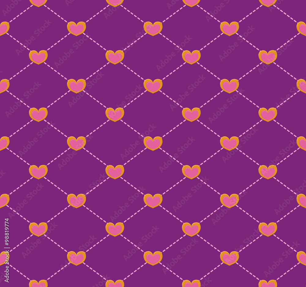 Fototapeta premium Seamless geometric pattern with hearts. Vector repeating texture
