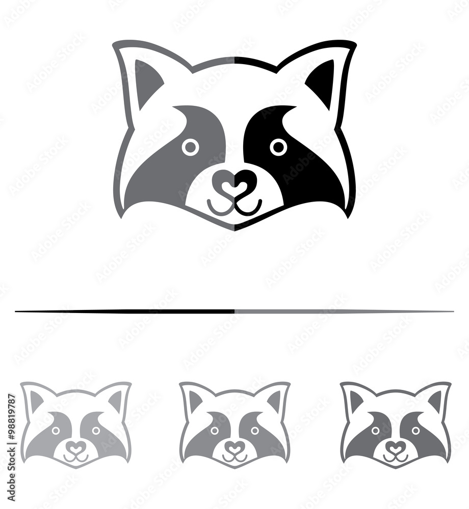 Raccoon face - vector sign. Raccoon face - vector sign.